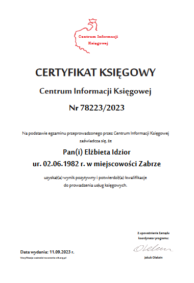 Certyfikat księgowy